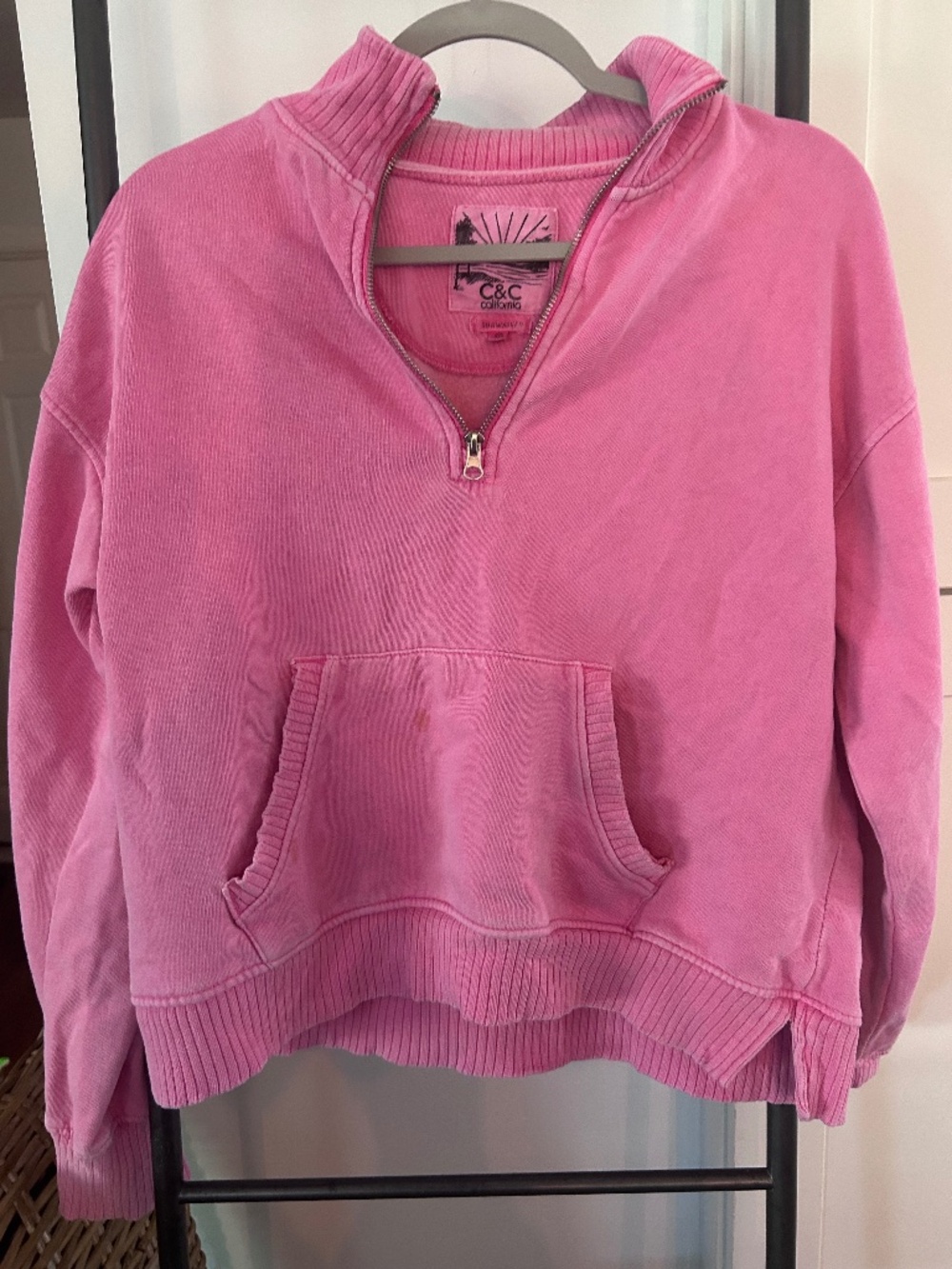 C&C California Pink Sunwashed Quarter Zip Sweatshirt